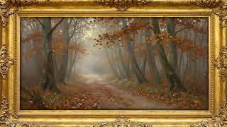 Vintage Misty Autumn Forest Path Painting | Gold Frame TV Art | Screensaver for TV | 2 Hrs screenshot 5
