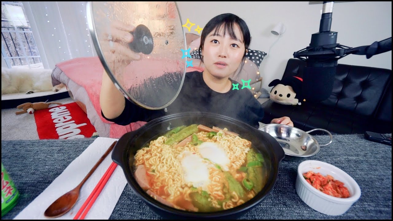 my ultimate ramyun spam dumpling chili ramyun mukbang stop spamm