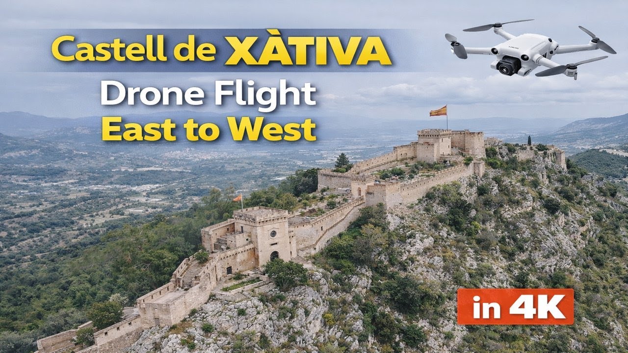 Castell de Xàtiva Drone Flight East to West drone in 4K / Vuelo con Dron sobre el Castell de Xàtiva