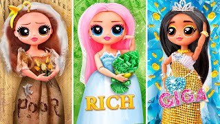 Broke, Rich and Giga Rich Dolls \/ 30 LOL and Barbie DIYs