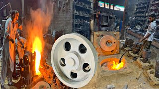 Amazing Process of Making Industrial Cast Iron Pulley ] Manufacturing V Belt Pulley in Factory ]
