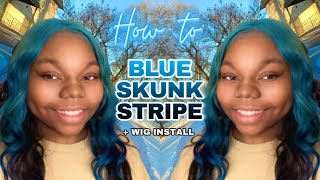 HOW TO: BLUE SKUNK STRIPE *Detailed*| 5x5 Lace Front Wig Install w/ HD Lace ft. Klaiyi hair