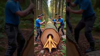 rescue mother duck and ducklings from giant log #animals #funny #shorts