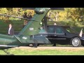 Obama landing in helicopter at Ohio University.