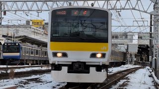 (ジョイント音最高!】E231系500番台A506編成が中央・総武線各駅停車三鷹行きとして津田沼駅付近を通過するシーン(1511B)2026.2.8.15:42