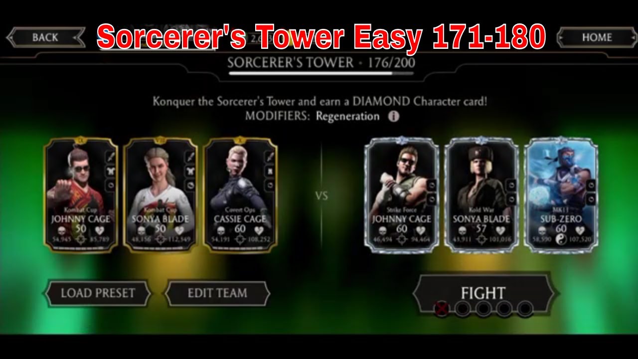 MK11 Mobile Sorcerer's Tower Easy | Tower 171 - 180 + Rewards |