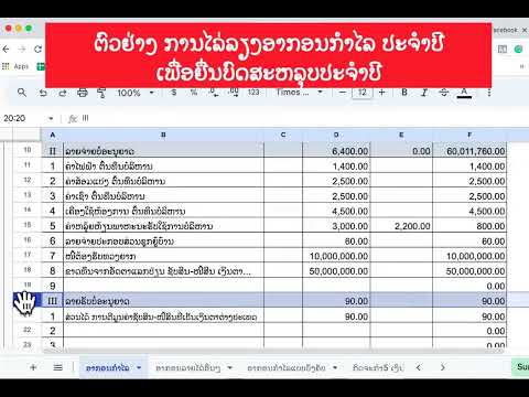 ຕົວຢ່າງ ການໄລ່ລຽງອາກອນກຳໄລ ປະຈຳປີ ເພື່ອແຈ້ງຍື່ນບົດສະຫລຸບປີ