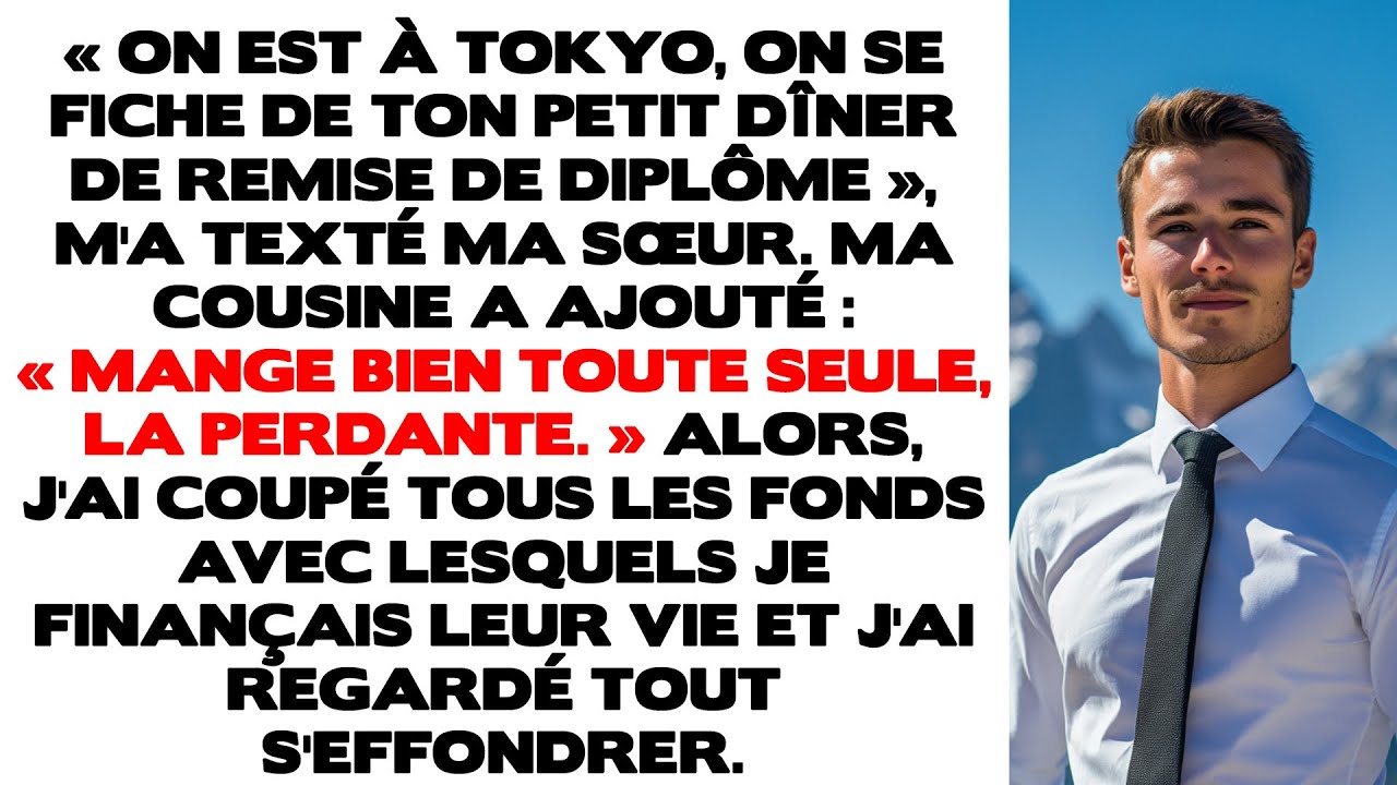 « On est à Tokyo, tout le monde se fiche de ton petit dîner de remise de diplôme », m'a envoyé ma...
