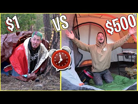 OVERNIGHT SURVIVAL CHALLENGE – $1 vs $500 FORTS!