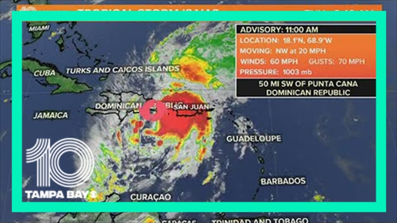 Tropical Storm Isaias cone of uncertainty shifts east - YouTube