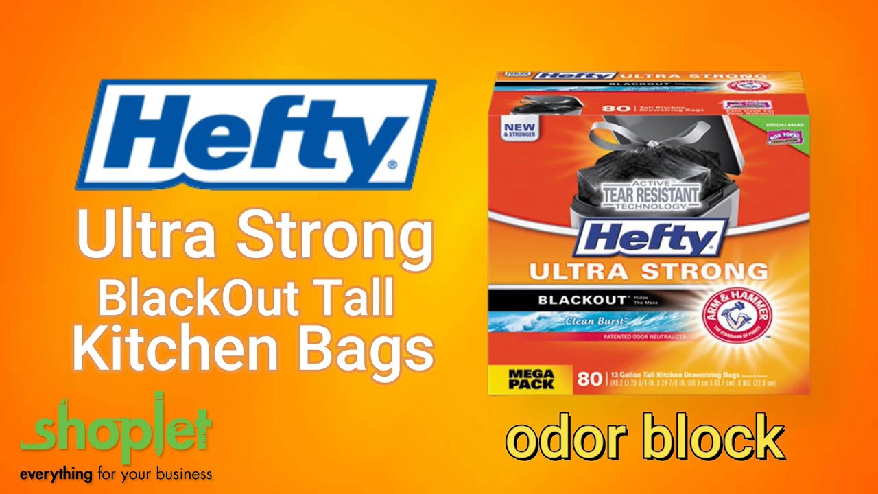 Hefty Ultra Strong Tall Kitchen Trash Bags, Blackout, Clean Burst, 13 Gallon,  40