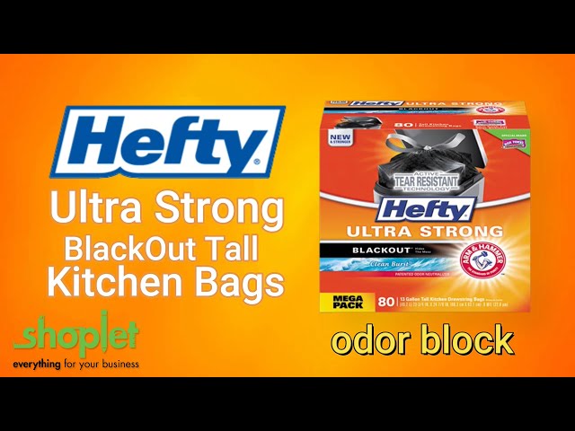 Hefty Ultra Strong Tall Kitchen Trash Bags, Blackout, Clean  Burst, 13 Gallon, 80 Count : Health & Household