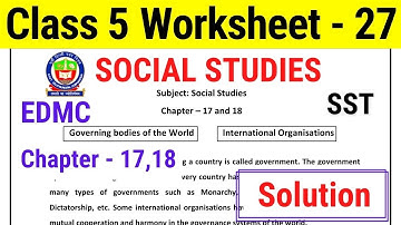 Worksheet 27 Class 5 SST EDMC Social Studies सामाजिक अध्ययन कार्यपत्रक 27 with Solution