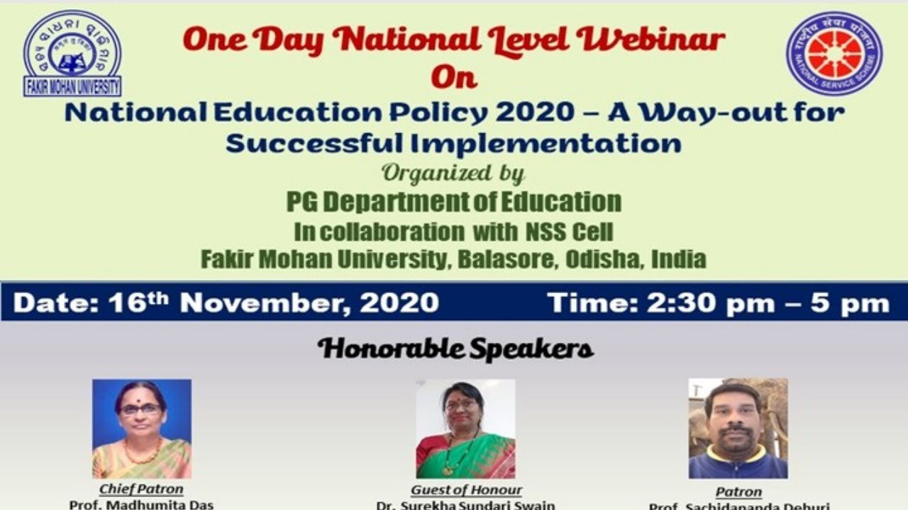 National Level Webinar On National Education Policy 2020 – A Way-out ...