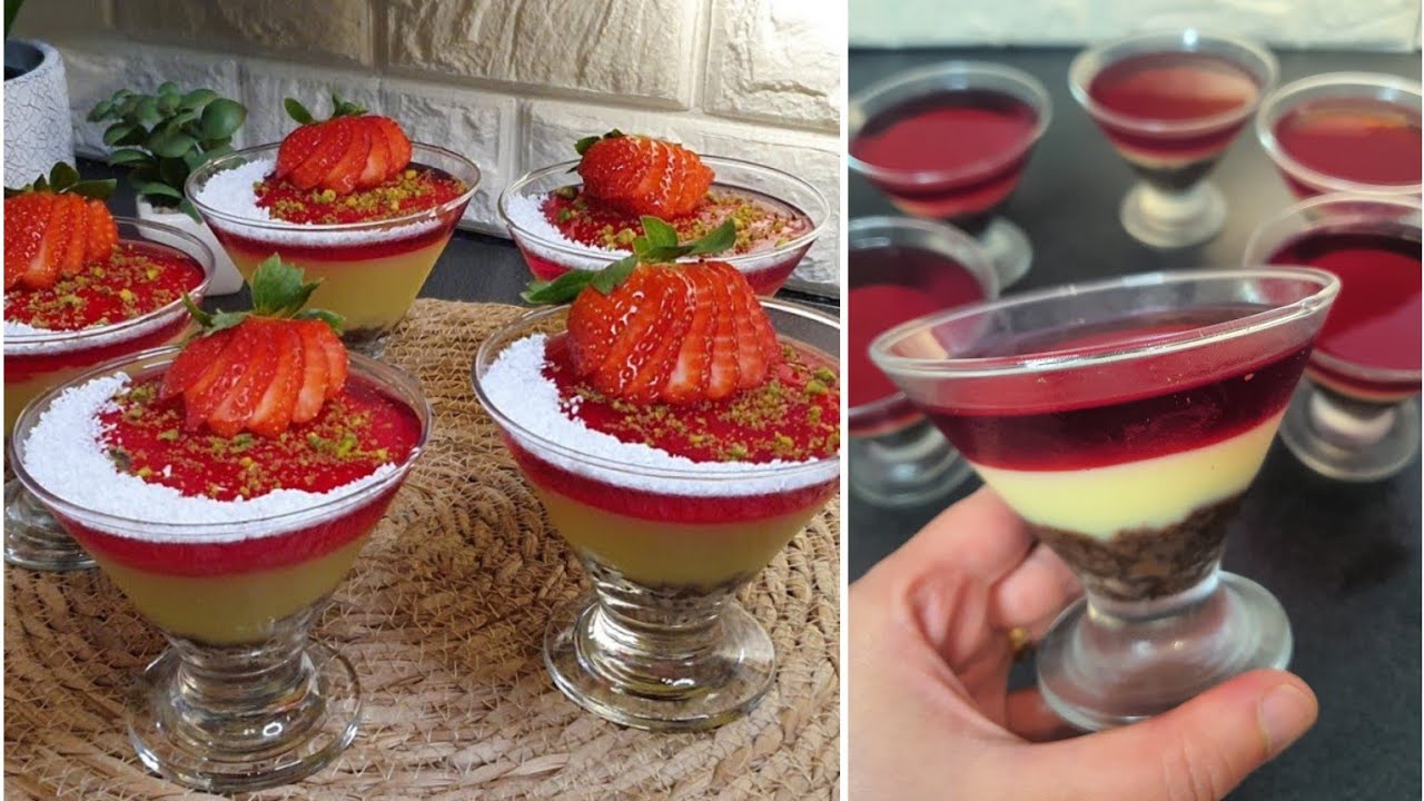 أكثر حلى تطلبه العائلة كاسات الترايفل المنعشه😋 #حلويات رمضان كاسترد بالجلي