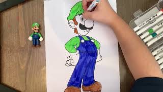 Luigi Coloring Page ππ¨ | Super Mario Coloring Fun for Kids | Andria's Art World