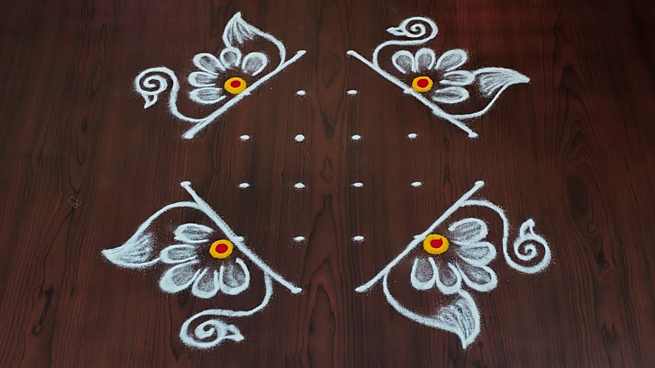 6×4dots easy rangoli|daily muggulu|thipkyanchi,festival rangoli|traditional rangoli