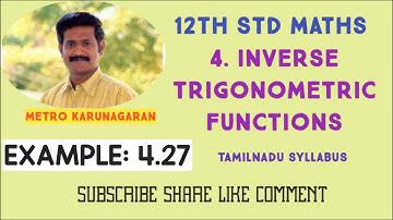 12th Std Maths Example 4.27 Solve tan^-1(2x) + tan^-1(3x)= π/4 if 6x^2 less than 1