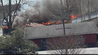Firefighters battle large fire outside of Greenville