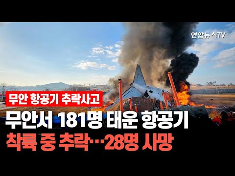 무안서 181명 태운 항공기 착륙 중 추락…28명 사망 / 연합뉴스TV (YonhapnewsTV)