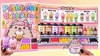 Pusheen Boba Tea Shop! 🥤🐱 Paper Squishy Book | Paper DIY | ASMR