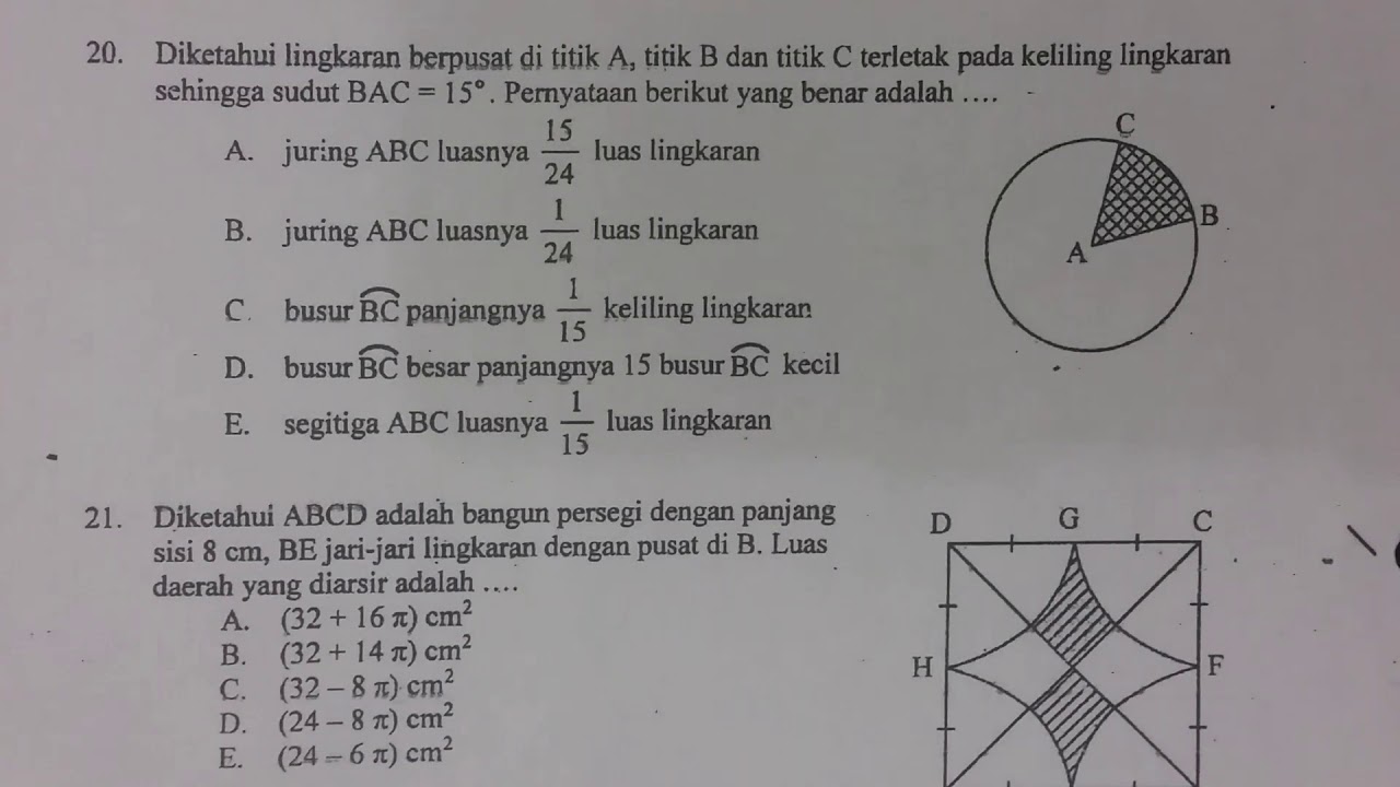 Nomor 20 Juring Dan Tali Busur Lingkaran Pembahasan Soal Un