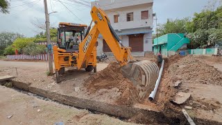 JCB 3DX Making Street Drain Pipe Installation in Meenavankulam Village | jcb video