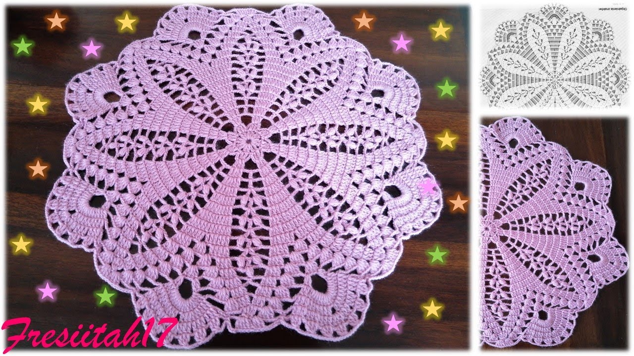 Tapete de 19 hileras tejido con crochet (diámetro aprox. 45 cm)