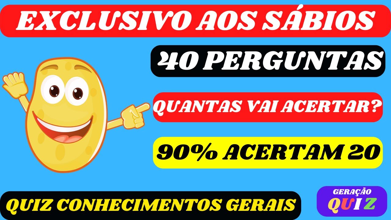 7 PERGUNTAS DE CONHECIMENTOS GERAIS 😎 QUIZZES DE NÍVEL FÁCIL, MÉDIO