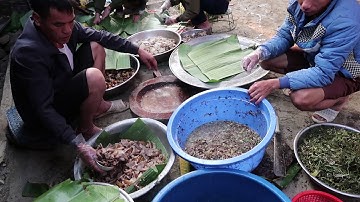 Đám cưới dân tộc thái toàn món ngon không thể cưỡng nổi - Đám cưới rải toàn mâm lá chuối