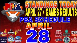 pba standings today April 27, 2024 | games results | games schedule April 28, 2024