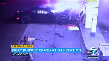 POLICE CHASE: High-speed pursuit ends in fiery crash at Palms gas station | ABC7