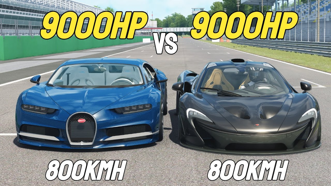 9000HP Bugatti Chiron vs 9000HP McLaren P1 RACE