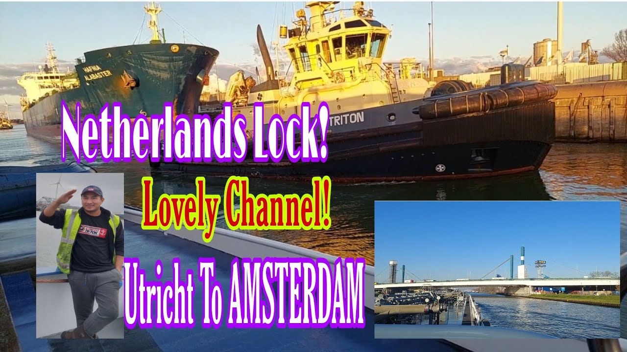 NETHERLANDS INLAND SHIP// SHIP GOING INSIDE THE LOCK// LOVELY CHANNEL IN NETHERLANDS
