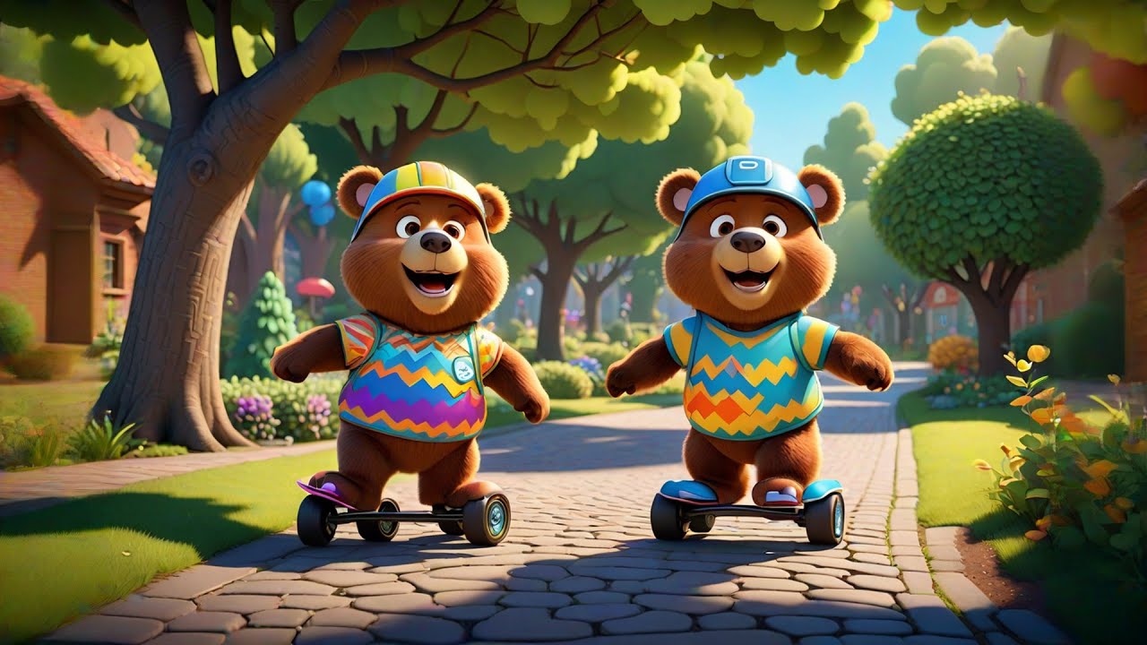 Three Chubby Bears on Roller Skates | Fun Bear Song for Kids | Nursery Rhymes and Baby Songs