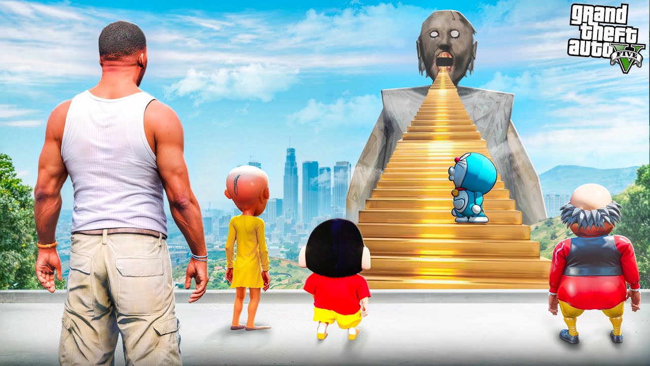 Franklin & Shinchan FOUND a STAIRWAY Into GRANNY’S MOUTH in GTA 5