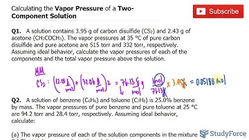⚗️ Calculating the Vapor Pressure of a Two-Component Solution (Question 1)