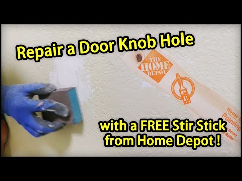 Repair Door Knob Hole with a FREE Stir Stick No Drywall Cutting or Overkilling Jigs!