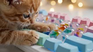 Cute Kitten Tapping a Jelly Keyboard ASMR screenshot 2