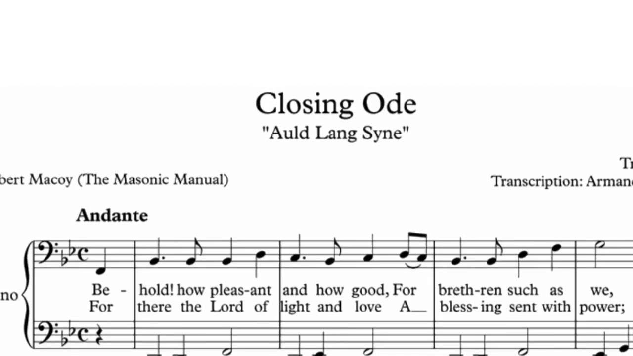 Masonic Ode Closing. Baritone & Piano YouTube