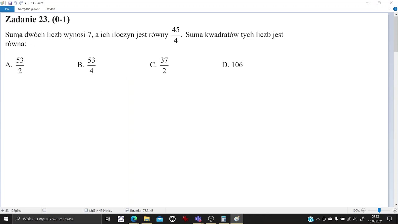 Pazdro Matura Sprawdzian Matematyka 2 Wersja B Matura próbna z matematyki 2021 Pazdro poziom podstawowy zadanie 23