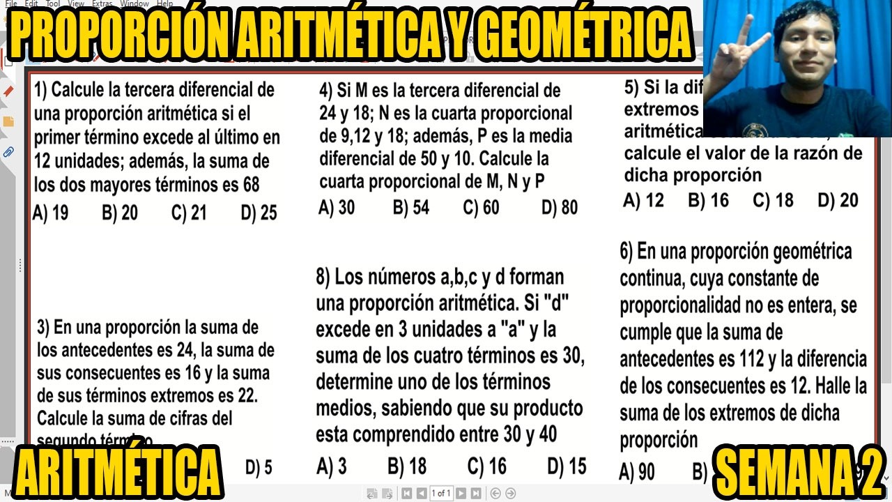 PROPORCION ARITMETICA Y GEOMETRICA SEMANA 2 (PROBLEMAS RESUELTOS Y TEORIA)