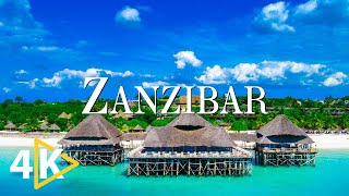 FLYING OVER ZANZIBAR (4K UHD)  Soothing Music Along With Beautiful Nature Video