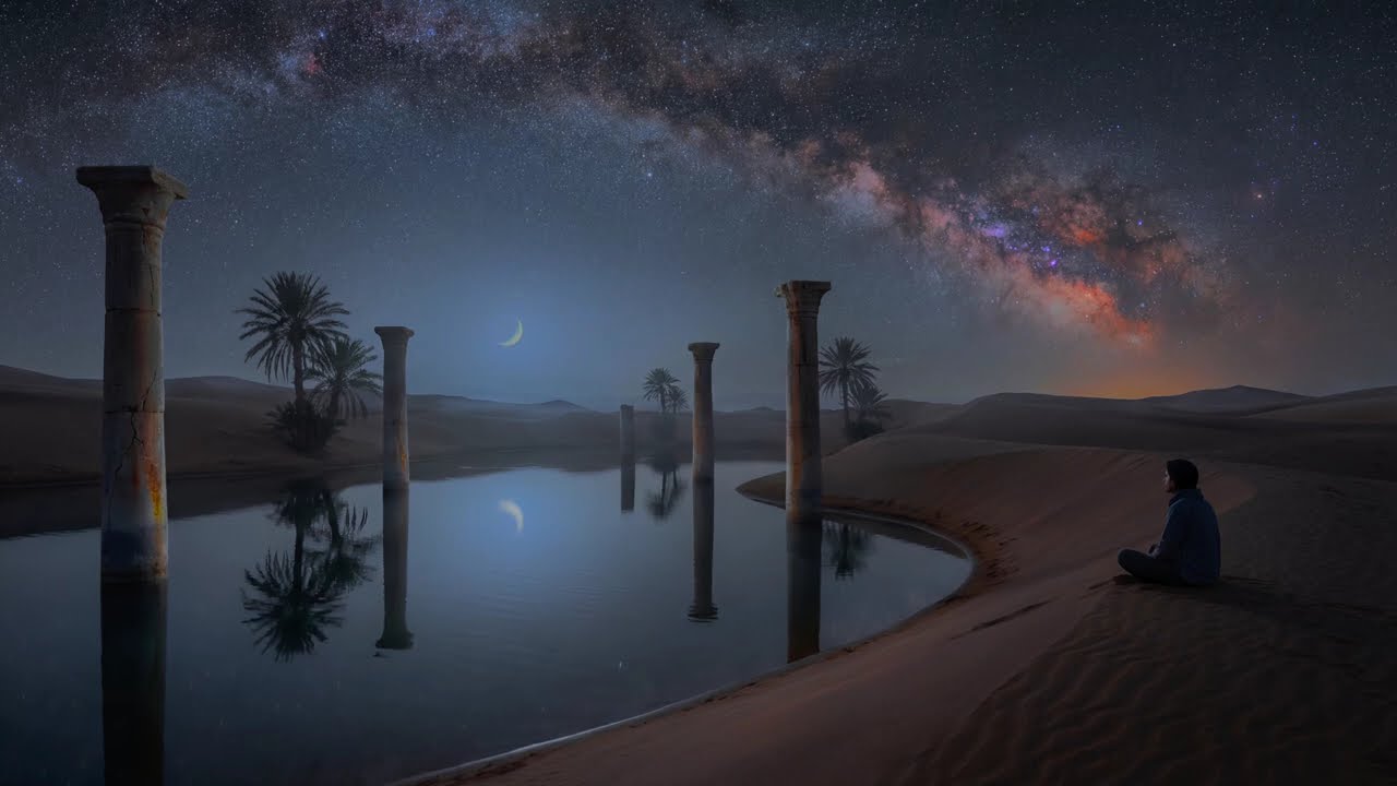 1 Hour Ancient Desert Oasis at Night | Egyptian Space Ambient for Deep Trance Meditation