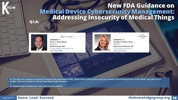 New FDA Guidance on Medical Device Cybersecurity CLE