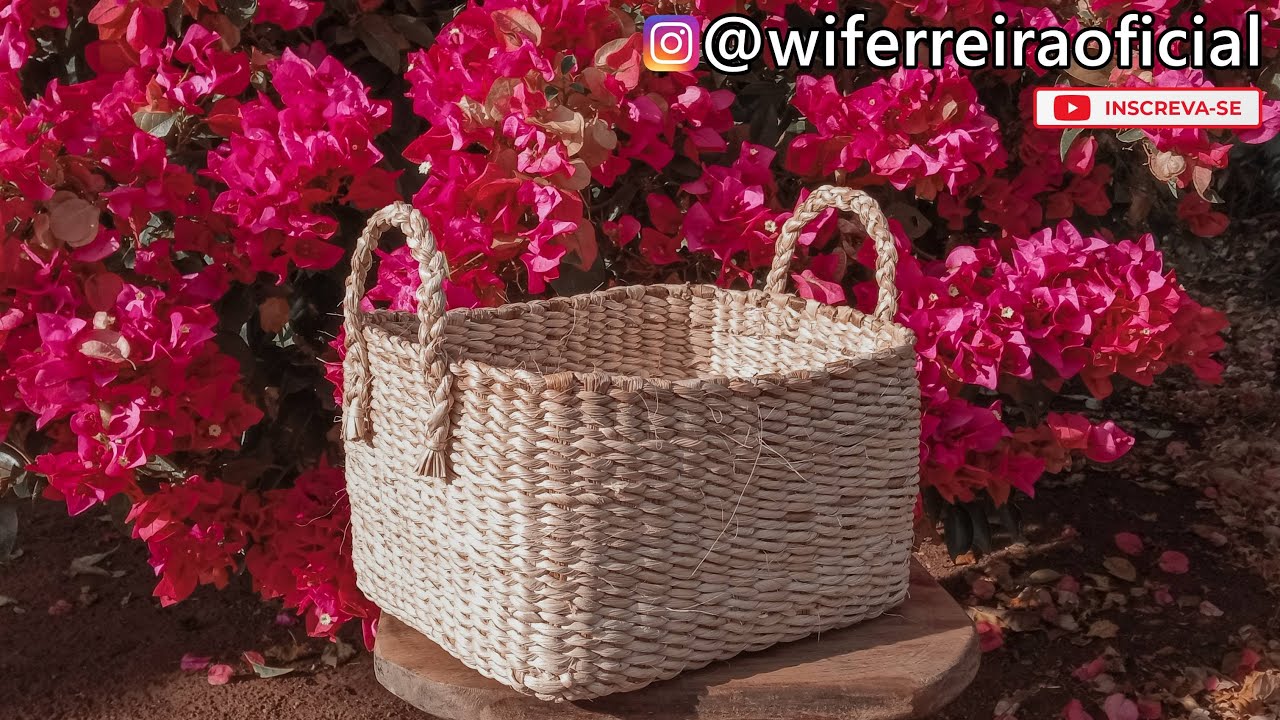 Como fazer cesto quadrado com fibra de bananeira!