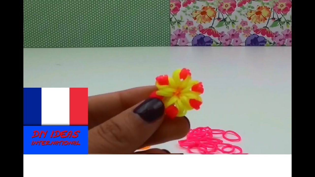 Comment faire une Fleur Pendule / Porte Clés en loom élastiques au