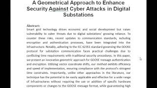 A Geometrical Approach to Enhance Security Against Cyber Attacks in Digital Substations