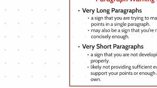HON 111 Writing Micro-Lesson # 4: Paragraph Structure
