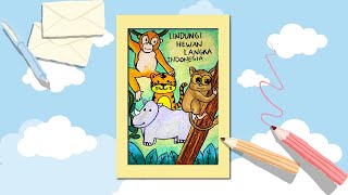 Menggambar Poster Tema Pelestarian Hewan Langka (Ep 500)